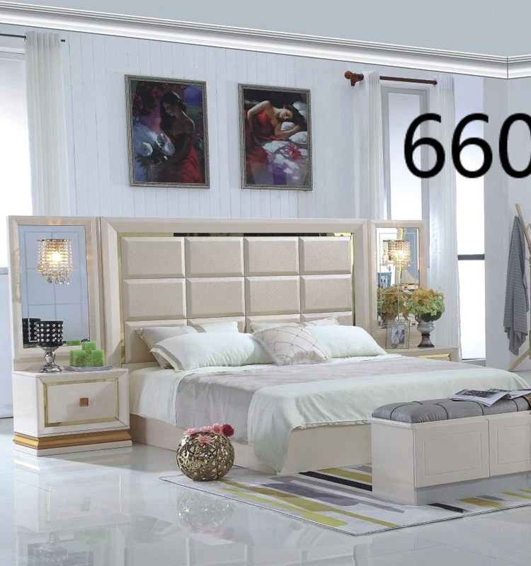 A6602# MDF Bed With Lighting Bedroom furniture set