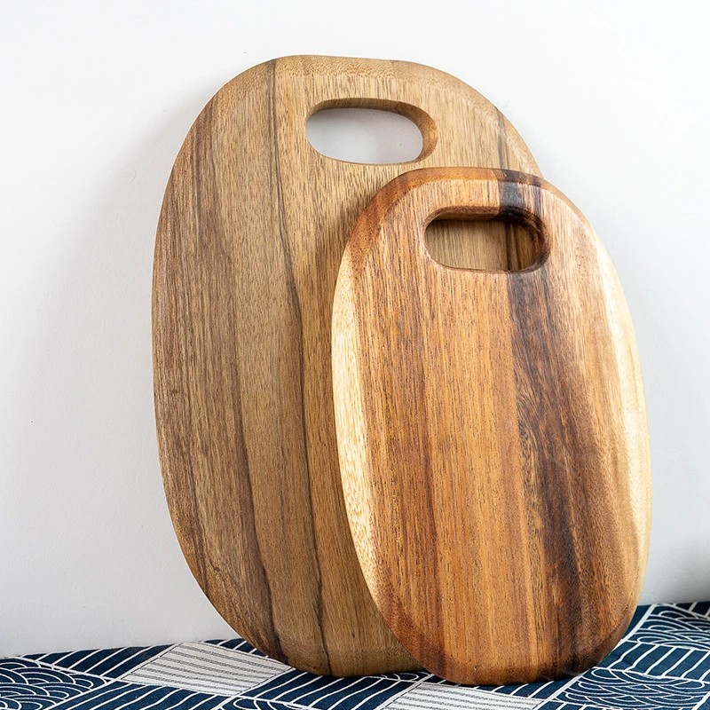 Amazon hot sale wooden cutting board with handle, acacia wood cutting board.