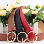 Amazon Hot Selling Women Belts High Quality Durable Round Buckle Pu Leather Belt Ladies Fashion Adjustable