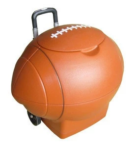 American football cooler box witn handle and wheels