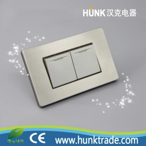 American type, 2 gang 1 way switch home used, 250V 10/15A types of electrical wall switches