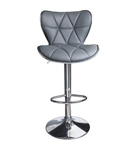Anji Adjustable Bar Chairs Chrome Foot Swivel Office Leather Stool with Back Metal