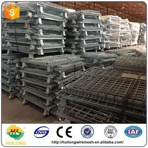 Anping huilong manufacture logistic foldable wire container storage /cage/mesh box pallet/foldable wire container