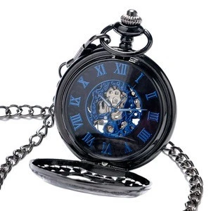 Antique Hollow Out Skeleton Case Pocket Watch Mechanical China with Rough Chain