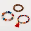 Aromatherapy natural stone beads wooden beaded tassel elephant elasticity bracelet for women