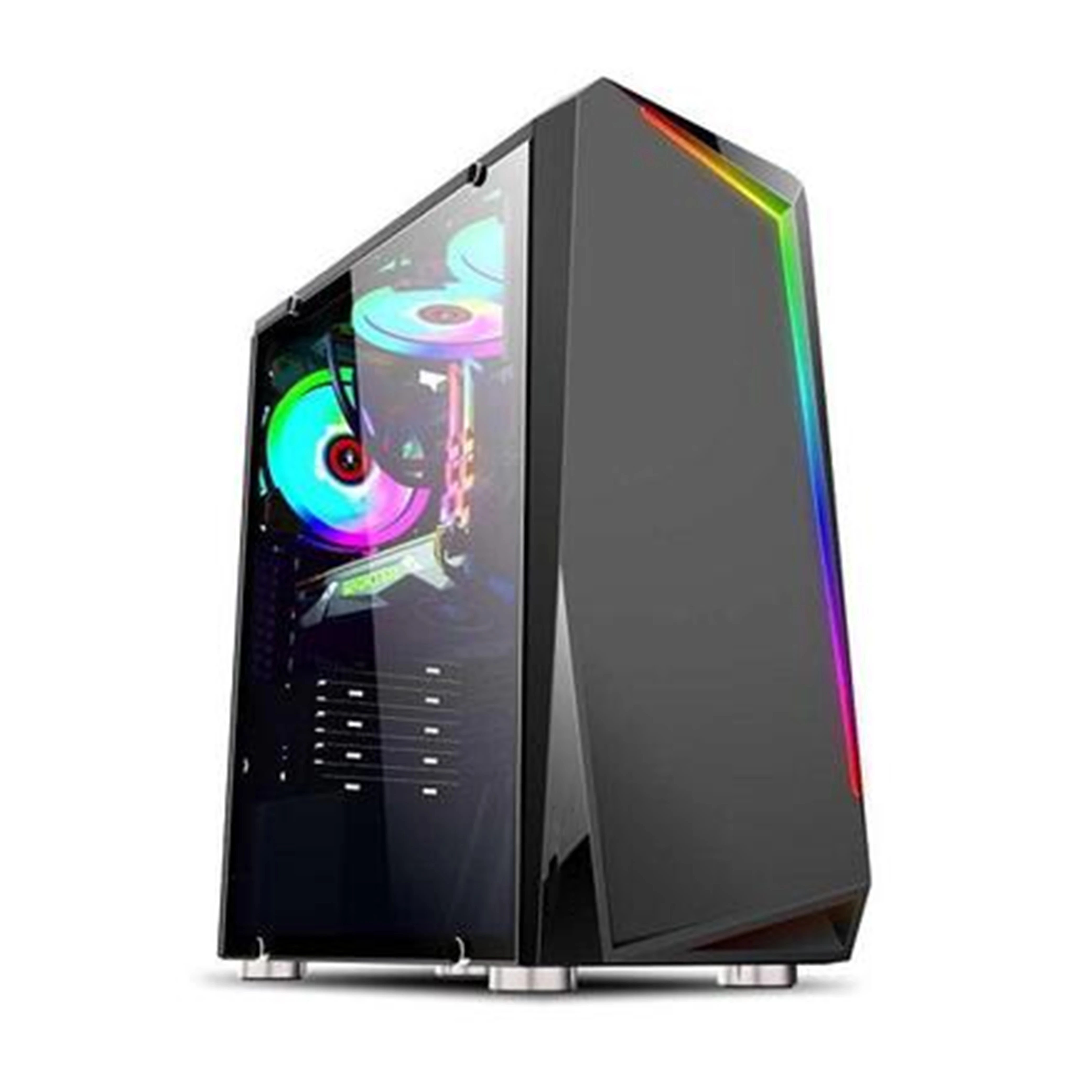 atx pc custom lcd with power supply transparent glass led dustproof case computer gamer gaming Computer Case