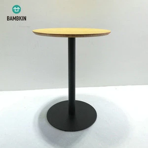 BAMBKIN Bamboo dining room furniture round tea table end table coffee table with metal leg