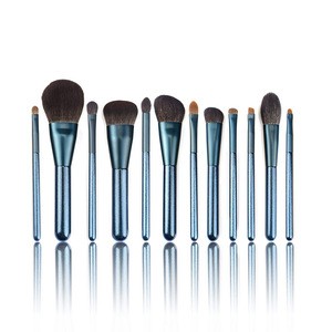 Best Price 12 PCS Natural Hair Eye Foundation Cosmetic Makeup Brushes Professional+Makeup Brush Bag