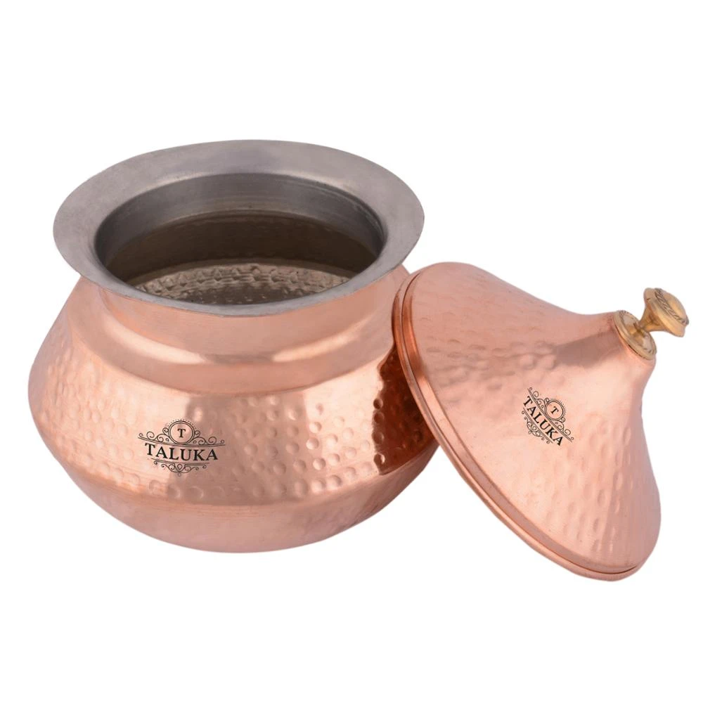 Best Quality Handmade 50 Oz Round Mughlai Design Copper Biryani Cooking Pot