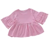 Best Selling 2-6 Years Young Girls Comfortable Cotton Knit Top Shirts Children Ruffle Hem Outfit Wear Kids Clothes