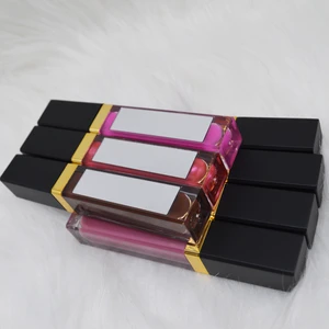 Best selling 2019 Chinese cosmetics vegan makeup private label tinted lip gloss with mirror multicolored square tube matte gloss