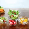 Best selling transparent double wall glass salad bowl