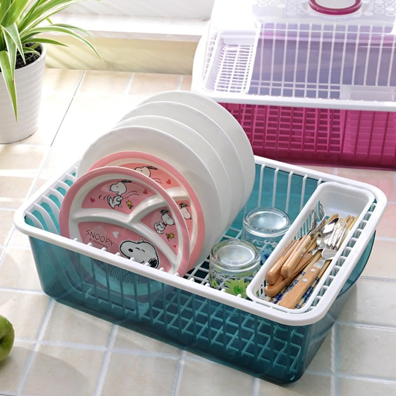 big size two layers plastic drainning dish rack with cover kitchen storage dish rack