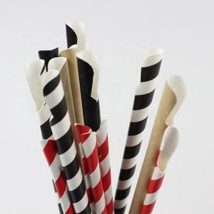Biodegradable paper spoon straws soup spoon straws for Boba Bubble Tea,Milkshakes, Slushies,ice cream drinking