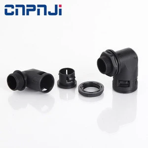 Black (Dia)25mm Metric Thread M25 Corrugated Flexible Conduit Quick-Fit Adapters Locknut and Gland Quick Fit Adapter