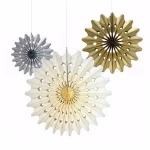 Black & Gold Christmas Paper Fan Four Set Series