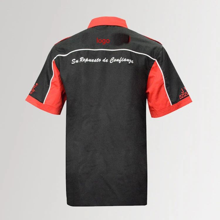 Black Patch Polyester/Cotton Mens Short Sleeve Industrial Workshop Garage Auto Mechanic Work Wear Custom Team Uniform Shirts