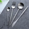 Buyerstar Matte Modern Restaurant Silverware Rose Gold 24pcs Stainless Steel Spoon Fork Wedding Event Flatware Set