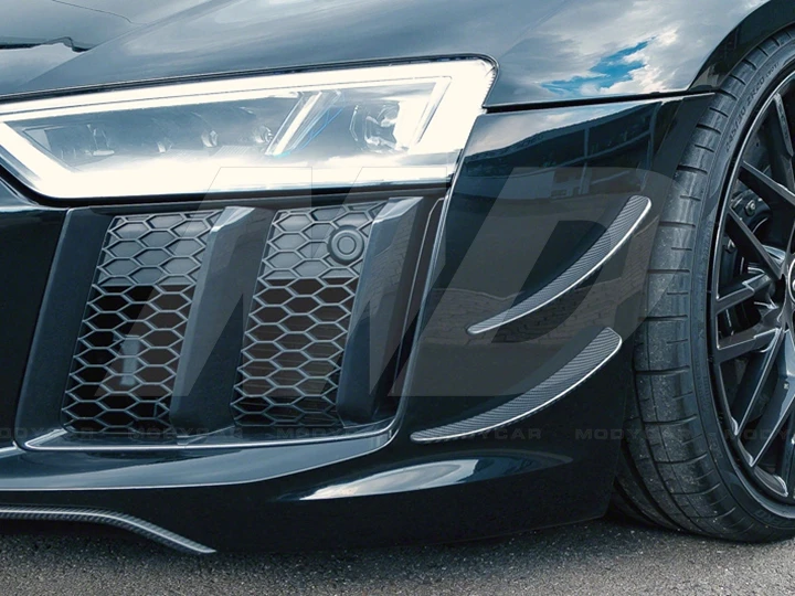 Capristo Style Carbon Fiber Front Bumper Canards For 2016-Audi R8 V8 V10