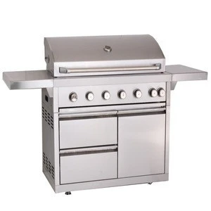 CBU-601 Full stainless steel gas grill with side burner and rear infrared burner, and rotisserie