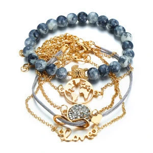 Charm Bracelets Bangles For Women Fashion Gold Color Strand Bracelets Turtle Beaded Bracelet LOVE Sets Jewelry Party Gifts