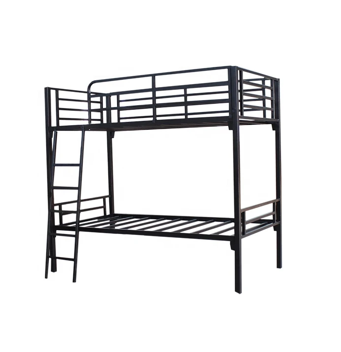 Cheap Price Wrought Iron Metal Bed School Industry Folding Two Decker Steel Frame Bed With Modern Design