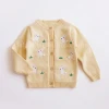 Children&#x27;S Cute Bunny Knitting Cardigan Flowers Printing Sweater 2020 Full Sleeves Boutique Clothes Girls Sweater