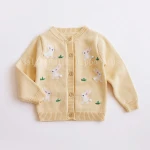 Children'S Cute Bunny Knitting Cardigan Flowers Printing Sweater 2020 Full Sleeves Boutique Clothes Girls Sweater