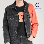 China Factory Causal Winter jean Coat Long Sleeve Bike Denim Jeans Jacket For Men