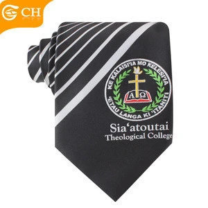 China Suppliers High Quality Custom Striped School Uniform Logo Design Polyester Tie For Men