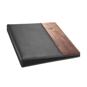 Classic custom Logo Hotel&amp;office desk accessories use leather pad with pen holder A4 leather meeting file folder  LM003