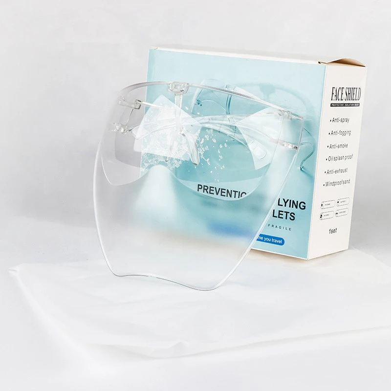 Color Box Packing  PC Transparent Clear Mask Visors Protective Glass Anti Fog Face Shield Safety Protection Shield Face