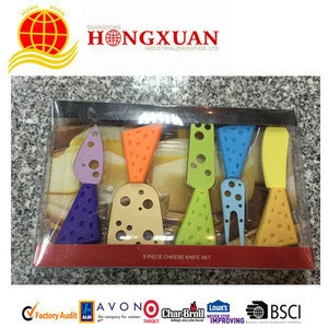 Colored 4pcs cheese knives set with pp handle