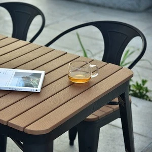 Combination outdoor cafe courtyard terrace leisure table and chairs Plastic wood outdoor table and chairs