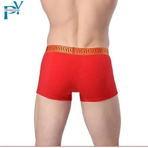 Comfortable Fabric Customized Adult Males Red Cotton Boxer Briefs Young Men Underwear