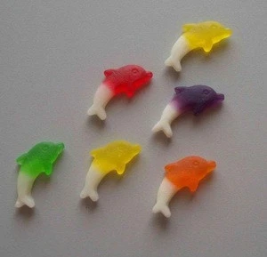 Confectionery double colors gummy dolphin candy without sugar