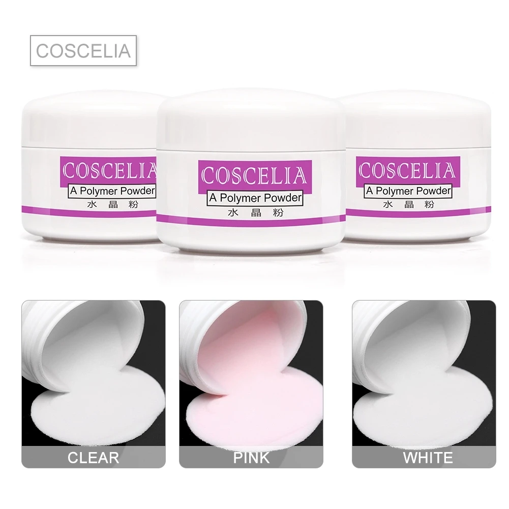 COSCELIA Acrylic Powder Liquid Brush Glitter Clipper Primer File Nail Art Tips Set Manicure Kit