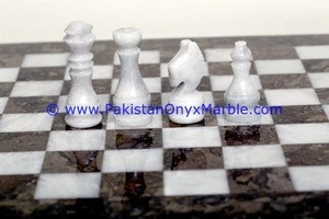 Creative Design Handmade Box marble chess set boards checkers game white and oceanic marble handcarved figures with packing