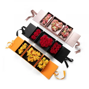 Creative Flower Gift Box Double Open Square Love Flower Box Tanabata Valentines Day Rose Flower Packaging Box