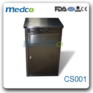 CS001 Stainless steel hospital bed side cabinet with drawers and locker