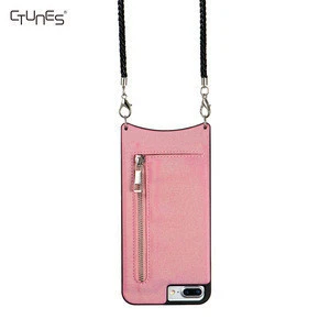ctunes wallets & holders Premium Crossbody Chain Feature Wallet Pouch Card Slot PU Leather Flip Cases Cover For Apple iPhone 8