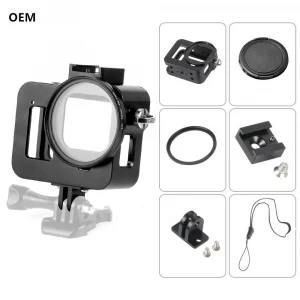 Custom Aluminum Protection Frame Camera Cage for GoPro Hero 8 Black with 52mm UV Lens Filter Protector Cover Housing Case