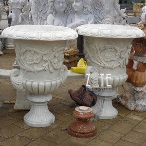 Custom exquisite garden decoration stone planter marble flower pot