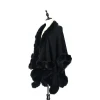 Custom Fake Fur Brim Soft Hand Feeling Knit Cardigan Poncho For Women,Cape For Women,Wrap Shawl For Women