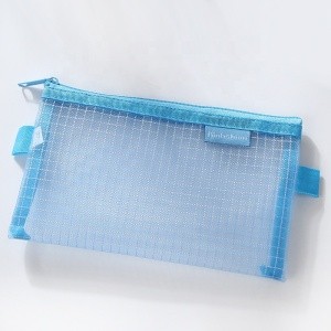 Custom file information student test storage pouch stationery transparent mesh zipper pencil bag for girl gift