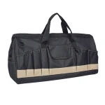 Custom Heavy Duty Wide Mouth Zipper Tool Bag Tote Organizer Bag for Electrician and Carpenter 32 Pockets Large Capacity