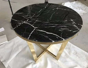 Custom made black marble round coffee table
