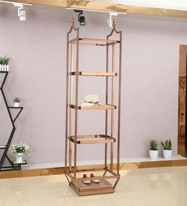 Custom Made Lustrous Surface Commercial Boutique Retail Shop Metal Rose Gold Clothing Display Rack