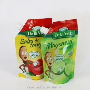 Custom Printed Stand Up Tomato Paste Ketchup Packing Bag Plastic Chili Sauce Packaging Pouch With Spout