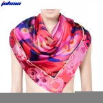 Custom Soft Satin New Fashion Big Square Logo Printed Satin Silk Scarf